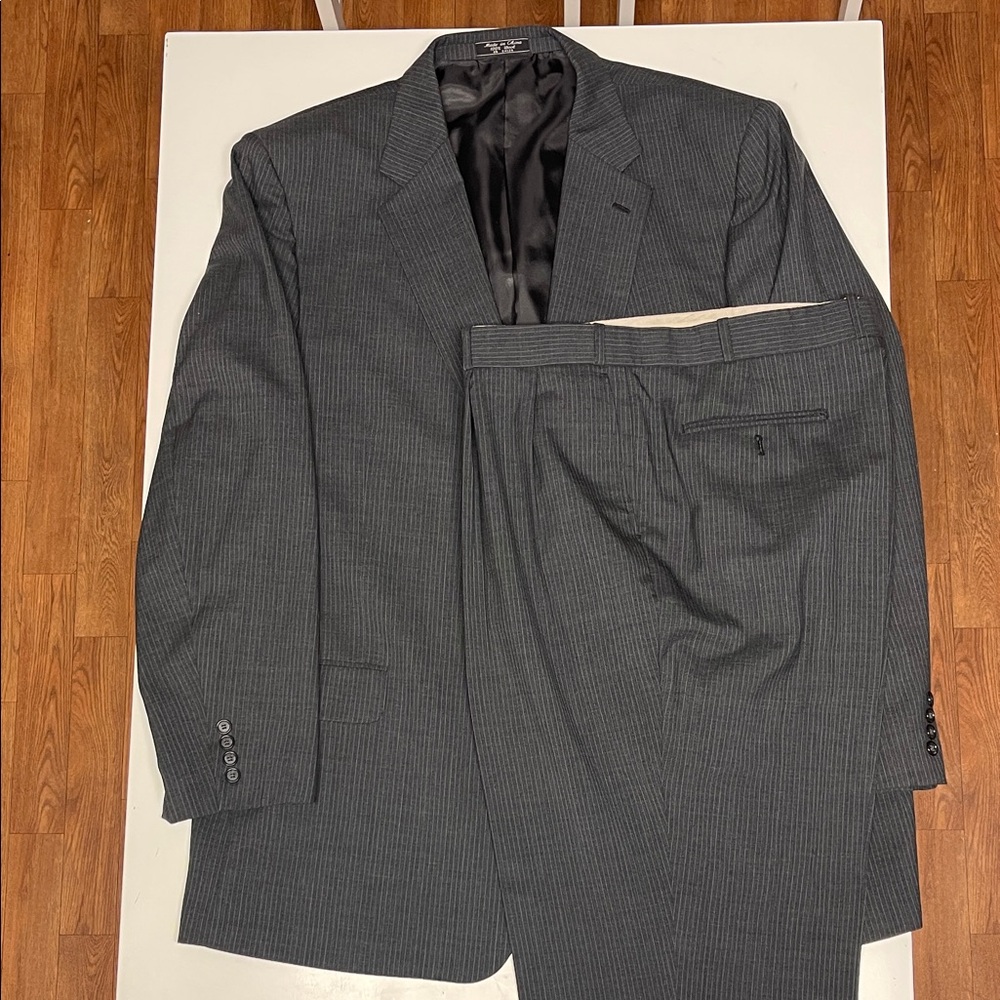 Classic Pin-Stripped Gray Men's Suit